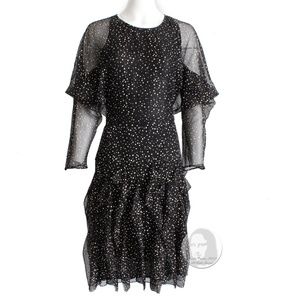 Gucci Dress Silk Polka Dot Print Flutter Skirt GG Logo F/W 2011 Runway Silk HTF